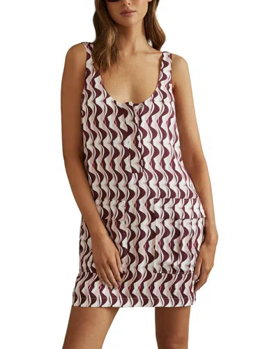Reiss Oxsana Printed Mini Dress In Brown