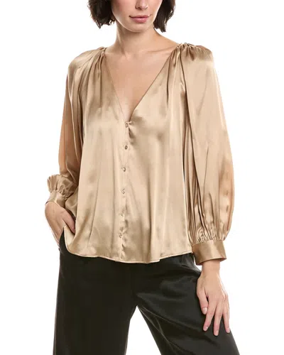 L'agence Kali Satin Silk Blouse In Brown