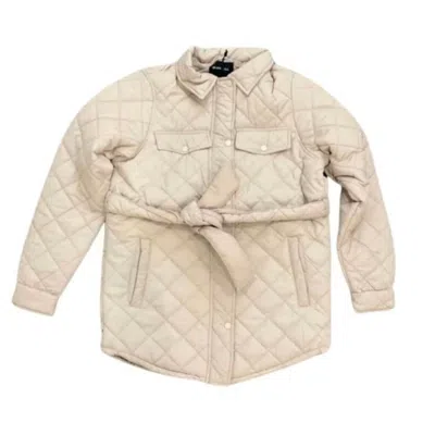 Brave Soul Women's Diamond Quilted Belted Jacket In Stone In Neutral