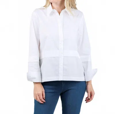 Ozai N Ku Nadia Button-down High-low Shirt In White In White