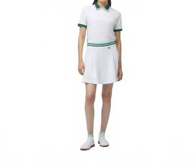 Tilley Women's Striped Airloft Pleated Skirt In White/sport Green In Gray