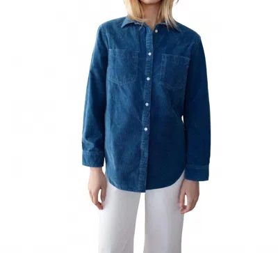 Marea Women's Western Shirt In Indigo Corduroy In Blue