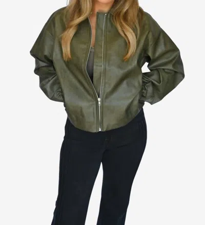 Elan Brielle Long Sleeve Bomber Jacket In Green In Green