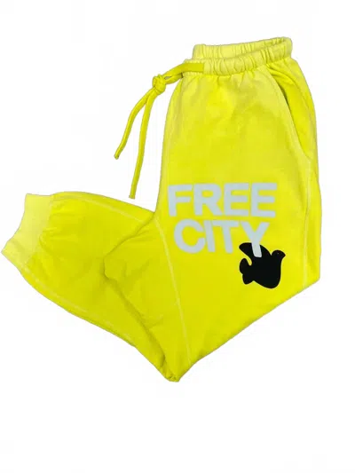 Free City Women's Pocket Sweatpants In Highlighter In Yellow