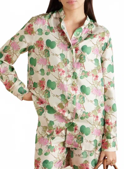 Emporio Sirenuse Kelsy Button Down Shirt In Green Multi In Pink
