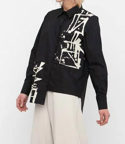 Ozai N Ku Soila Splash Paint Blouse In Black In Black