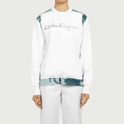 Ferragamo Embroidered Logo Sweatshirt In White