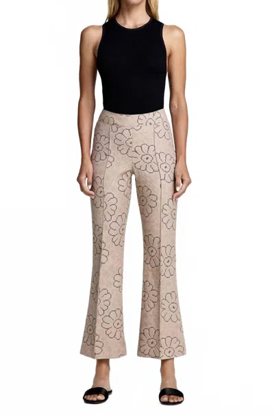 Smythe Cropped Pintuck Pant In Putty Jacquard In Neutral