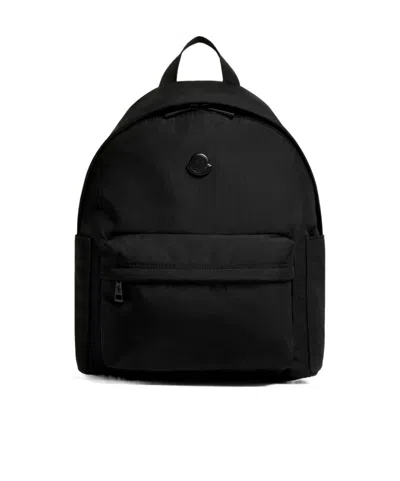 Moncler Pierrick Nylon Backpack Large Front Pocket In Black