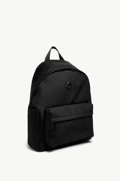 Moncler Pierrick Nylon Backpack Large Front Pocket In Black