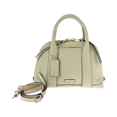 Coach Leather Signature White Gold Shoulder Bag In Green