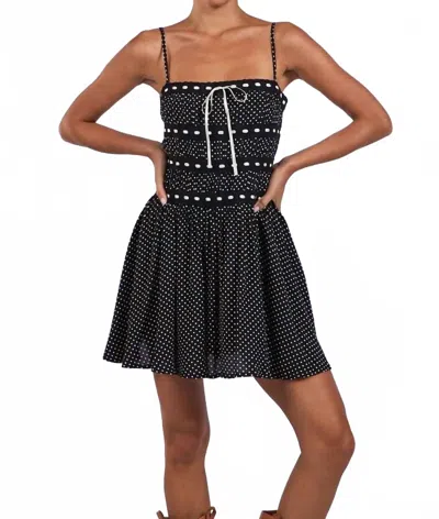 Sky To Moon Polka Dot Mini Dress In Black And White In Black