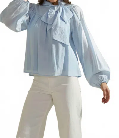 Able Bow-tie Neck Blouse In Sky In Blue