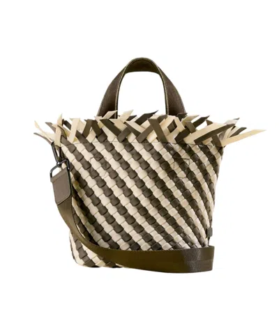Naghedi Havana Striped Tote Bag - Small In Taupe/cream In Multi