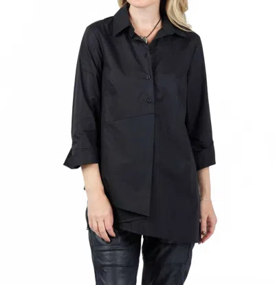 Ozai N Ku Asymmetrical Button-down Shirt In Black In Black