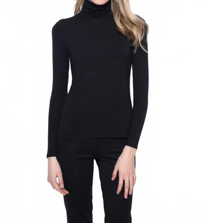 Picadilly Long Sleeve Turtleneck Top In Black In Black