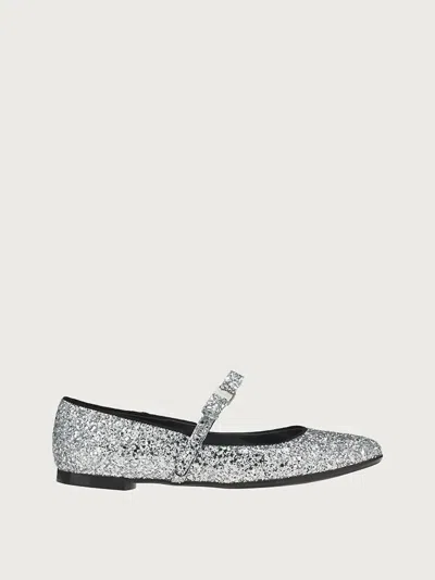 Ferragamo Women's Mary Jane Flat In Silver In Silver