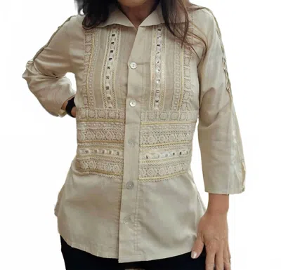 Parsley & Sage Talia Long Shirt In Neutral In Neutral
