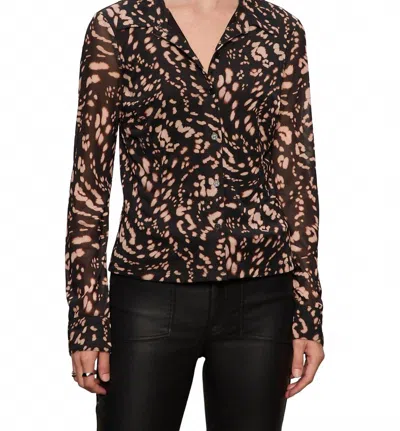 Sanctuary Fitted Mesh Button Down Shirt In Nocturnal In Blue