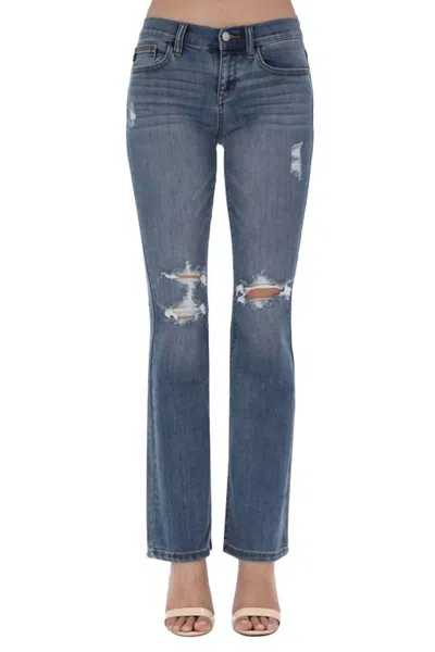 Judy Blue Destructed Wide Leg Jeans In Denim In Blue