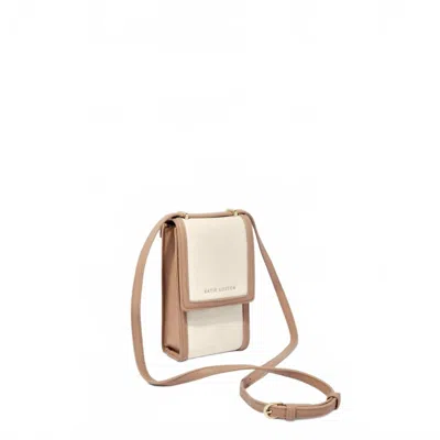 Katie Loxton Women's Amalfi Canvas Cell Bag In Off White & Soft Tan In Neutral