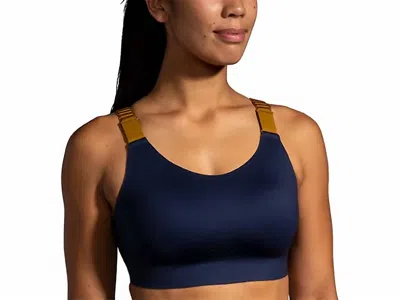 Brooks Dare 2.0 Scoopback Run Bra In Navy/burnt Olive/ice Blue In Blue