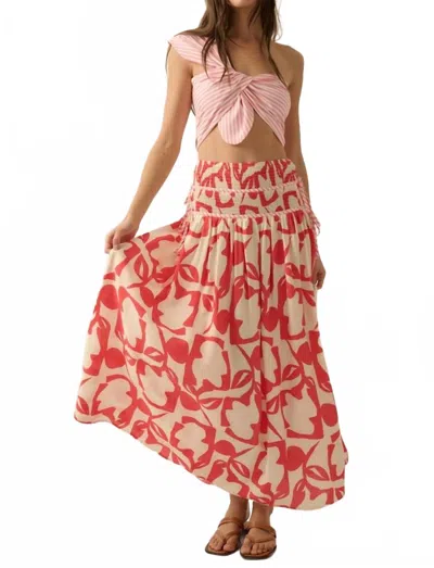 Promesa Abstract Floral Skirt In Orange And Cream In Orange