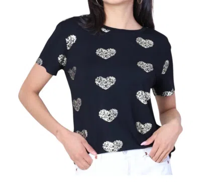 Diverse Group Heart Gold Print Tee In Black In Black