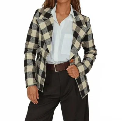 Smythe Cut Away Blazer In Black Check In Green