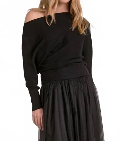 Elan Off Shoulder Sweater In Black In Black