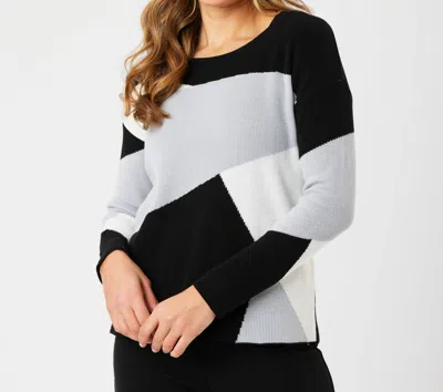 Angel Apparel Color Block V-neck Sweater In Black/multi In Multi