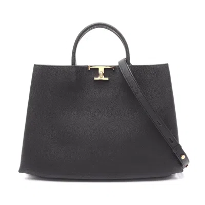 Tod's Leather Timeless Medium Tote Bag In Black