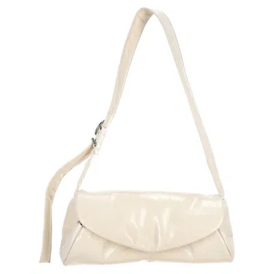 Jil Sander Cannolo Flap Shoulder Bag In White Leather In White