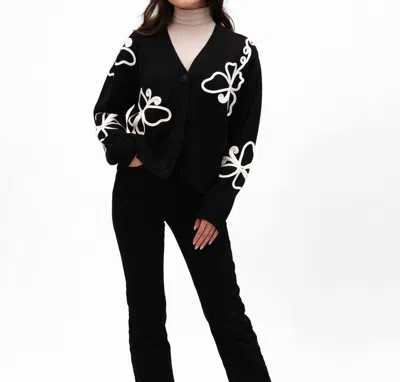 Diverse Group Butterfly Knit Cardigan In Black In Black
