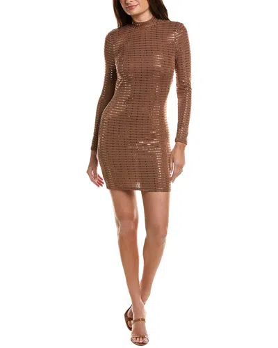 Marion Open Back Sequin Slinky Sheath Dress In Brown