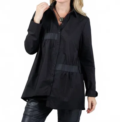 Ozai N Ku Enid Ruched Button-down Shirt In Black In Black
