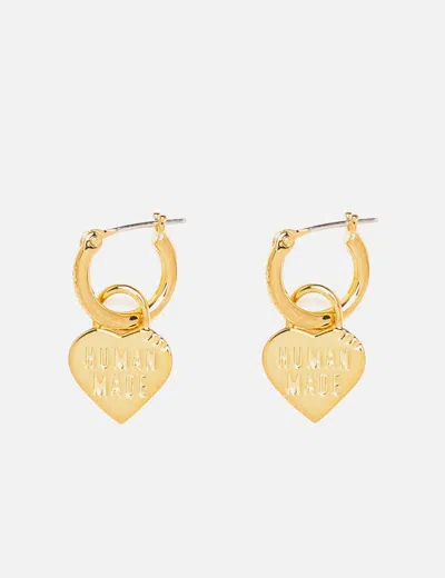 Human Made Heart Silver Earrings In Gold
