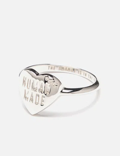 Human Made Heart Silver Ring In Metallic