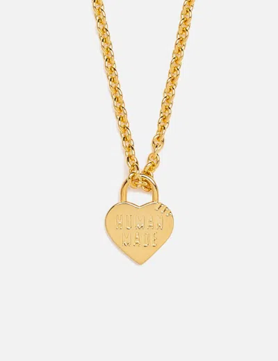 Human Made Heart Silver Necklace In Gold