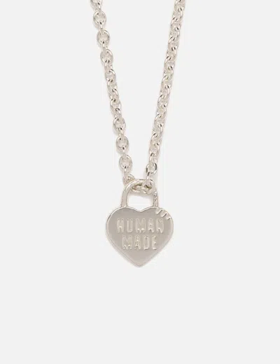 Human Made Heart Silver Necklace In Metallic