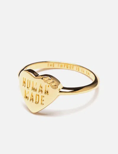 Human Made Heart Silver Ring In Gold