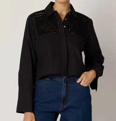 Cleobella Sierra Button Up Blouse In Black In Black