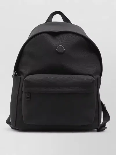 Moncler Pierrick Nylon Backpack Large Front Pocket In Black