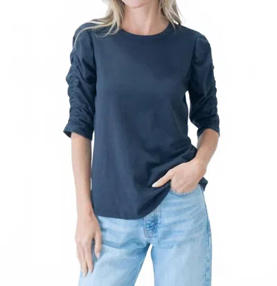 Six/fifty Maria Ruched Tee In Navy In Blue