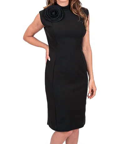 Scapa Sleeveless Flower Dress In Black In Black