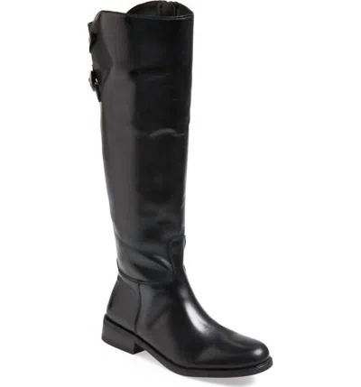 Vince Camuto Women Glossy Leather Tall Riding Boots In Black In Black
