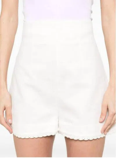 Zimmermann Maxine Crochet Trim Shorts In Ivory In White