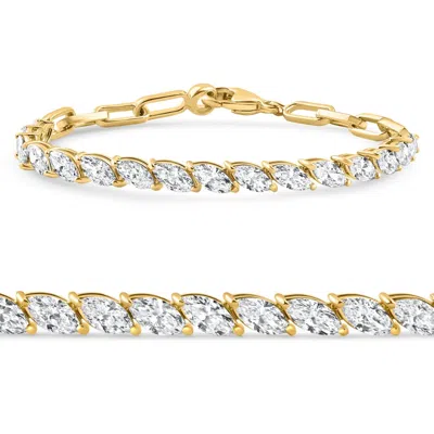 Pompeii3 5 1/2ct Marquise Diamond Tennis Bracelet Yellow Gold Lab Grown 14k 7" Size: 7 In Gold