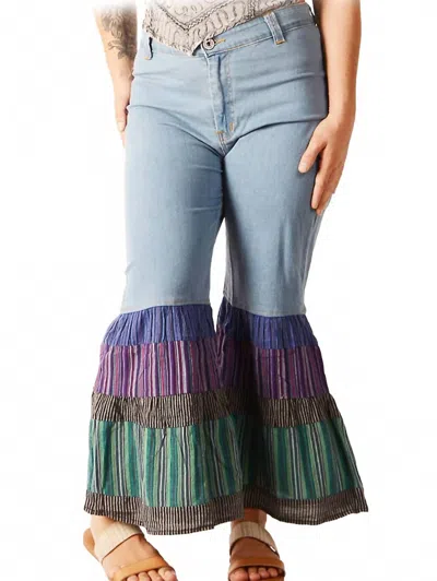 Gypsy Rose Denim Bell Bottom Jeans In Blu Multi In Multi