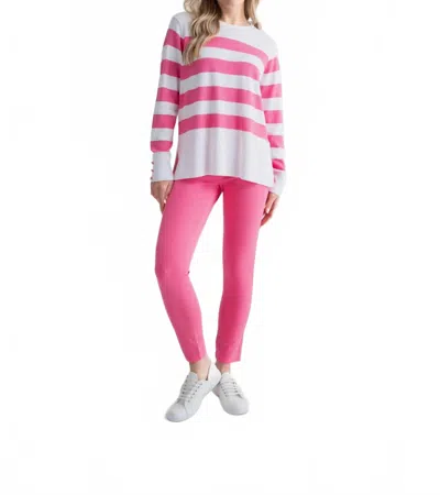 Marble Light Stripe Sweater In White/barbie Pink Striped In Pink
